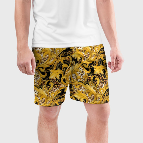 Мужские шорты спортивные Золотой узор, цвет 3D печать - фото 3
