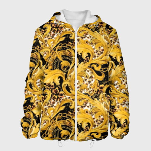 Мужская куртка 3D с принтом Золотой лиственный узор, вид спереди #2