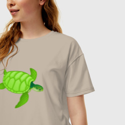 Женская футболка хлопок Oversize Черепаха - фото 2