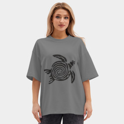 Женская футболка Oversize хлопок premium Черепаха чёрная - фото 2