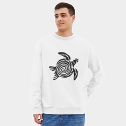 Мужской свитшот oversize без начеса хлопок Черепаха чёрная - фото 2