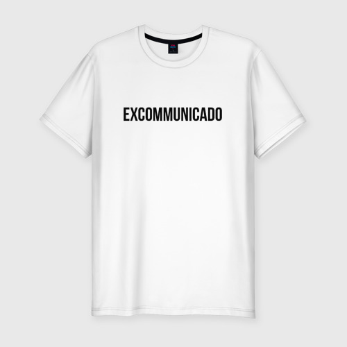 Мужская приталенная футболка из хлопка с принтом Excommunicado, вид спереди №1