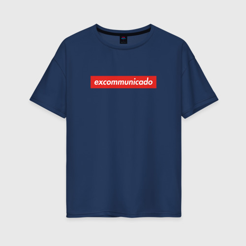 Женская футболка хлопок Oversize Excommunicado, цвет темно-синий