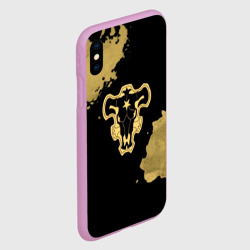 Чехол для iPhone XS Max матовый Чёрный Бык с золотистыми пятнами - фото 2