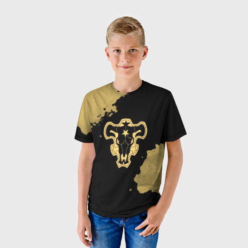 Детская футболка 3D Чёрный Бык с золотистыми пятнами, цвет 3D печать - фото 3