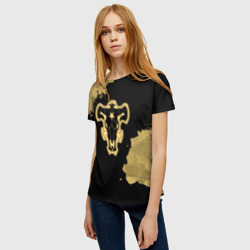 Женская футболка 3D Чёрный Бык с золотистыми пятнами - фото 2