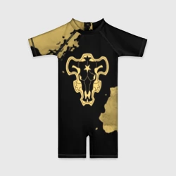 Детский купальный костюм 3D Чёрный Бык с золотистыми пятнами