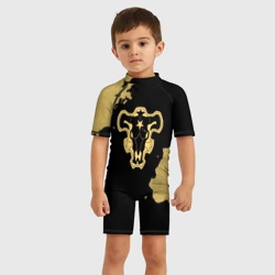 Детский купальный костюм 3D Чёрный Бык с золотистыми пятнами - фото 2