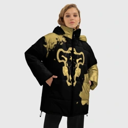 Женская зимняя куртка Oversize Чёрный Бык с золотистыми пятнами - фото 2