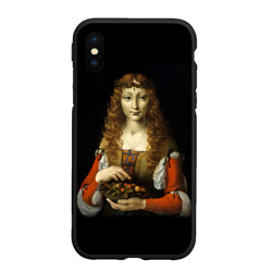 Чехол для iPhone XS Max матовый Девушка с вишнями картина
