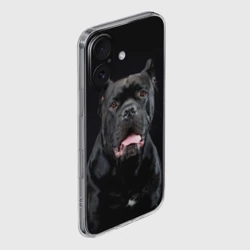 Чехол для iPhone 16 силиконовый с защитой камеры Черный кан - корсо - фото 2