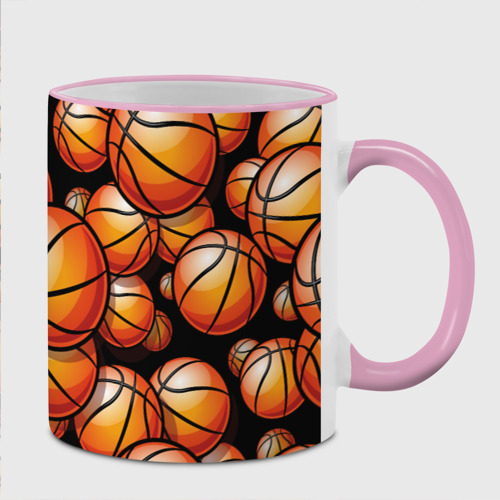 Кружка с полной запечаткой с принтом Баскетбольные яркие мячи, вид спереди #2
