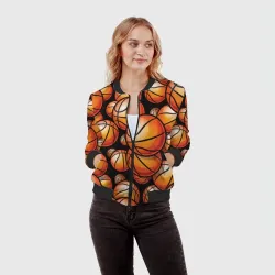Женский бомбер 3D Баскетбольные яркие мячи - фото 2