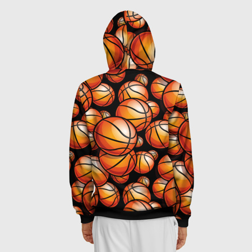 Мужская толстовка 3D на молнии Баскетбольные яркие мячи, цвет черный - фото 4