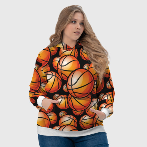 Женская толстовка 3D Баскетбольные яркие мячи, цвет 3D печать - фото 6