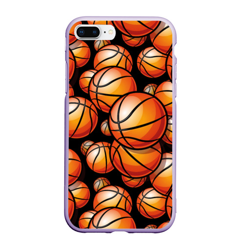Чехол для iPhone 7Plus/8 Plus матовый с принтом Баскетбольные яркие мячи, вид спереди #2