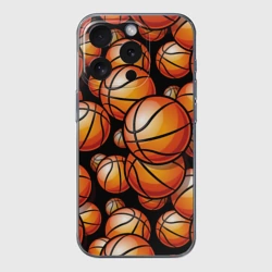 Чехол для iPhone 15 Pro Max силиконовый с защитой камеры Баскетбольные яркие мячи
