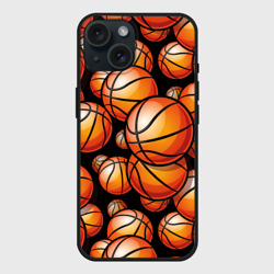 Чехол силиконовый для Apple iPhone 15 матовый Баскетбольные яркие мячи