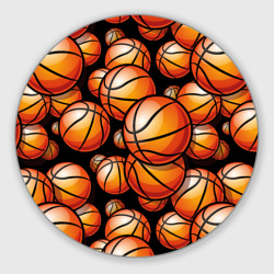 Круглый коврик для мышки Баскетбольные яркие мячи