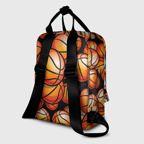 Женский рюкзак 3D с принтом Баскетбольные яркие мячи, вид сзади #1