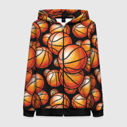 Женская толстовка 3D на молнии Баскетбольные яркие мячи