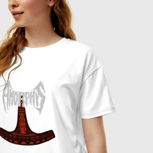Женская футболка хлопок Oversize с принтом Amorphis, фото на моделе #1