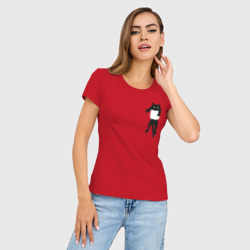Женская футболка хлопок Slim Кися в кармане - фото 2