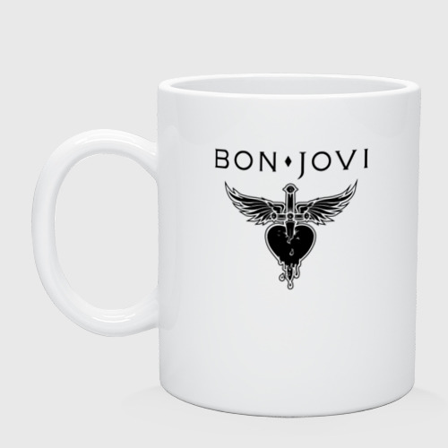 Кружка керамическая Bon Jovi, цвет белый