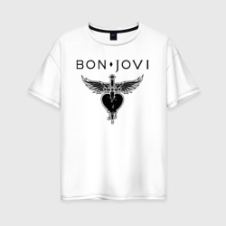 Bon Jovi – Женская футболка хлопок Oversize с принтом купить со скидкой в -16%