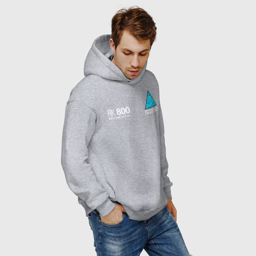 Мужское худи Oversize хлопок RK800 Connor на спине, цвет меланж - фото 7