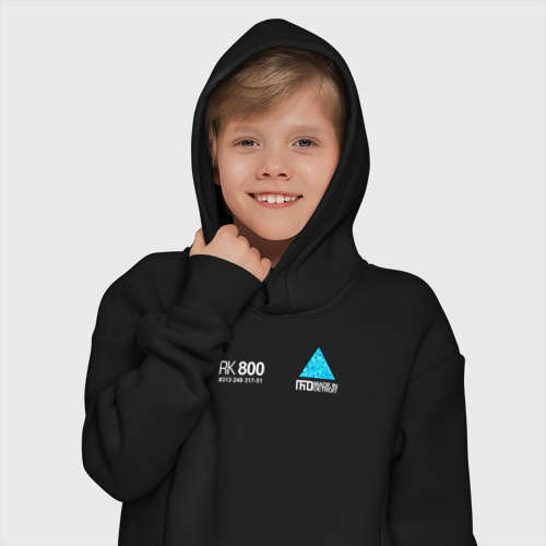 Детское худи Oversize хлопок RK800 Connor на спине, цвет черный - фото 12