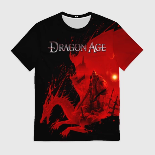 Мужская футболка 3D с принтом Dragon Age, вид спереди #2