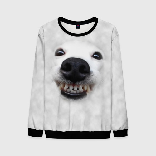 Мужской свитшот 3D Собака - улыбака, цвет черный