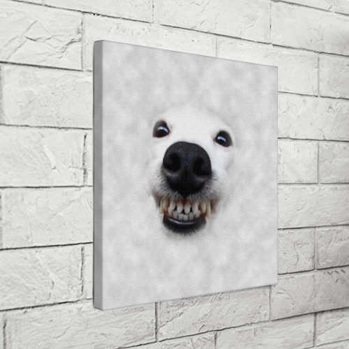 Холст квадратный Собака - улыбака, цвет 3D печать - фото 3