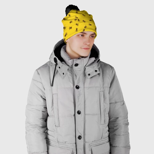 Шапка 3D c помпоном Пчелы в сотах - фото 2