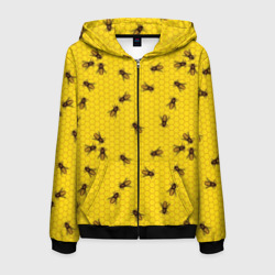 Мужская толстовка 3D на молнии Пчелы в сотах