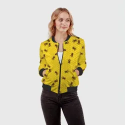 Женский бомбер 3D Пчелы в сотах - фото 2