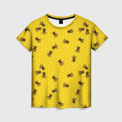 Женская футболка 3D Пчелы в сотах