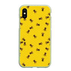 Чехол для iPhone XS Max матовый Пчелы в сотах