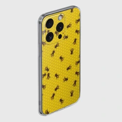 Чехол для iPhone 15 Pro Max силиконовый с защитой камеры Пчелы в сотах - фото 2