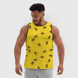Мужская спортивная майка 3D Пчелы в сотах - фото 2