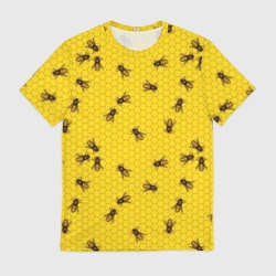 Мужская футболка 3D Пчелы в сотах