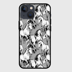 Чехол для iPhone 13 mini Белые лошади