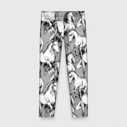 Детские леггинсы 3D Белые лошади - паттерн