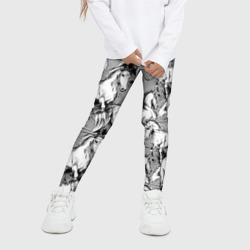 Детские леггинсы 3D Белые лошади - паттерн - фото 2