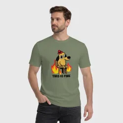 Мужская футболка хлопок This Is Fine dog meme - фото 2