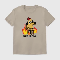 Мужская футболка хлопок This Is Fine dog meme