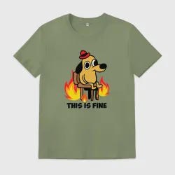 Мужская футболка хлопок This Is Fine dog meme
