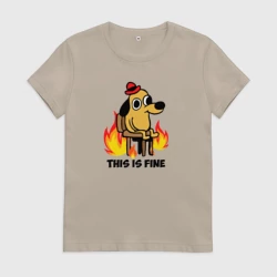 Женская футболка хлопок This Is Fine dog meme