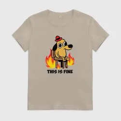 Женская футболка хлопок This Is Fine dog meme